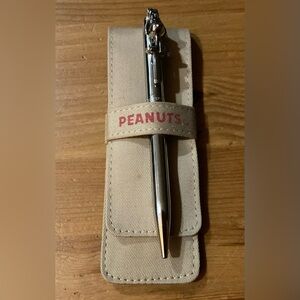 Peanuts: vintage Snoopy Woodstock silver black ink pen and cloth flip cover/case